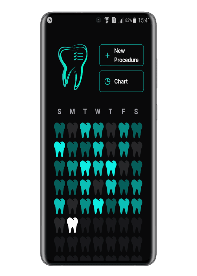 A mobile device showing screenshot of dental procs project