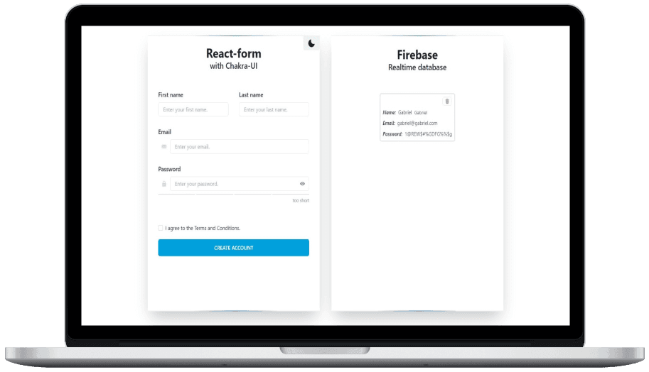 A device showing screenshot of react-form project