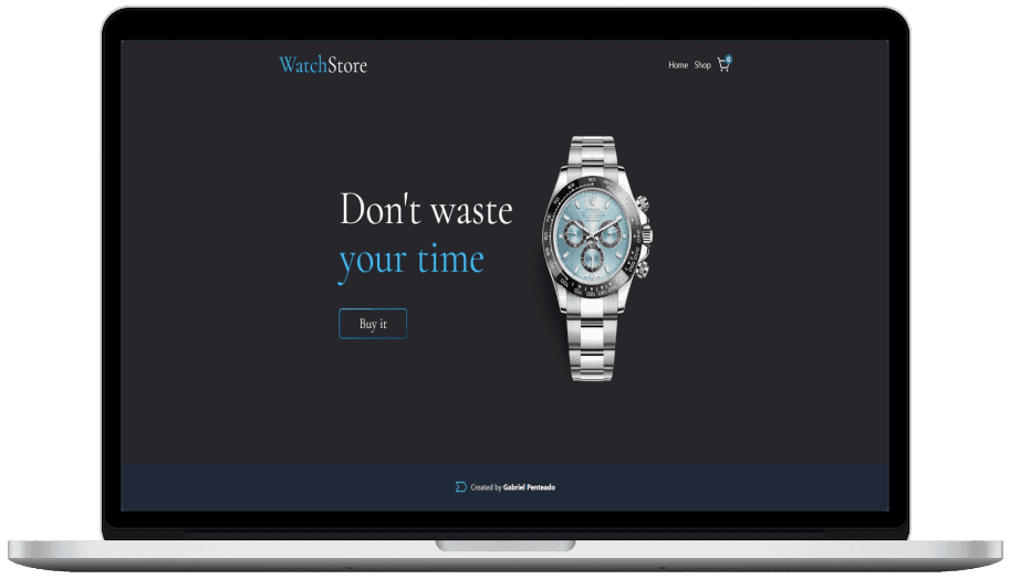 A device showing screenshot of watch store project